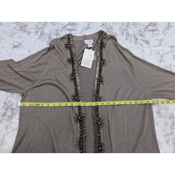 NEW Soft Sorroundings Taupe Bamboo Silk Knit Cardigan Sweater Bronze Accent 3X - Picture 7 of 7